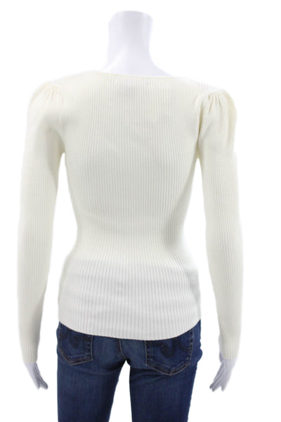 Generation Love Womens Square Neck Long Sleeve Blouse Ivory Size XS