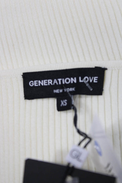 Generation Love Womens Square Neck Long Sleeve Blouse Ivory Size XS