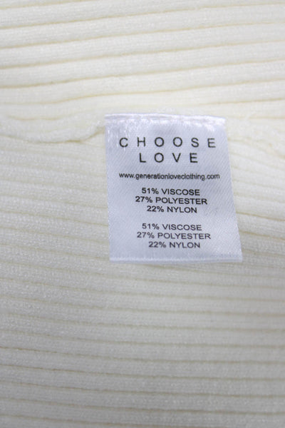 Generation Love Womens Square Neck Long Sleeve Blouse Ivory Size XS