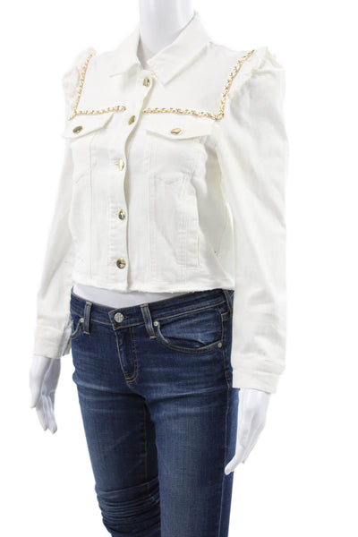 Generation Love Womens White Basic Jacket Long Sleeve Button Size XS