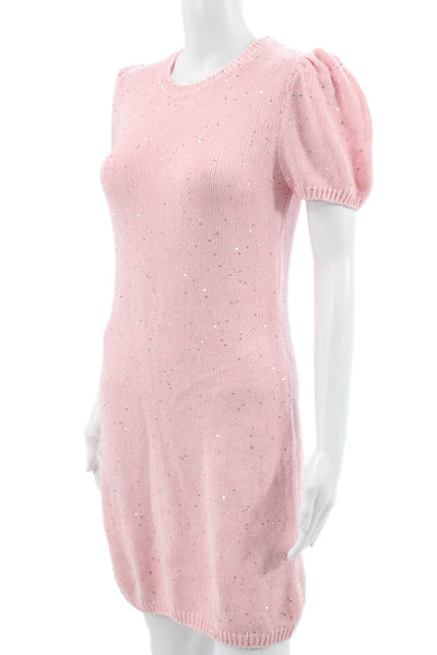 Generation Love Womens Sweater Dress Pink Short Sleeve Cotton Size XS