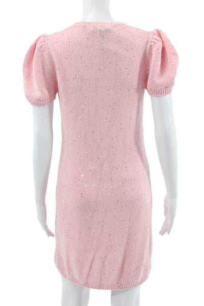 Generation Love Womens Sweater Dress Pink Short Sleeve Cotton Size XS