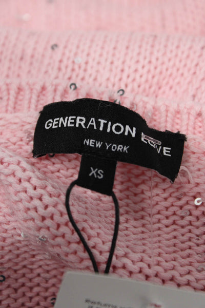 Generation Love Womens Sweater Dress Pink Short Sleeve Cotton Size XS