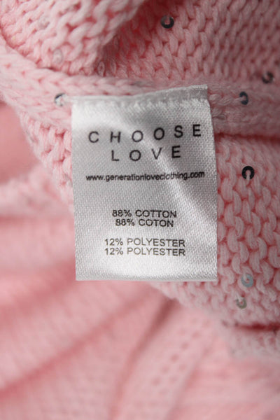 Generation Love Womens Sweater Dress Pink Short Sleeve Cotton Size XS