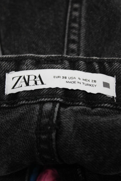 Zara Women Cut-Off Black Cotton Shorts Button Closure Size 4