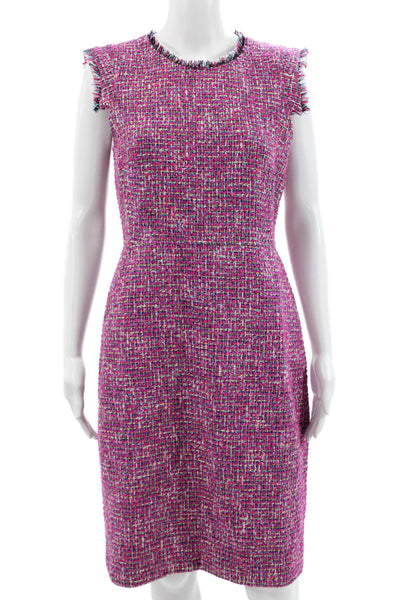 J Crew Womens Pink Sleeveless Sheath Dress Cotton Round Neck Zip Size 6
