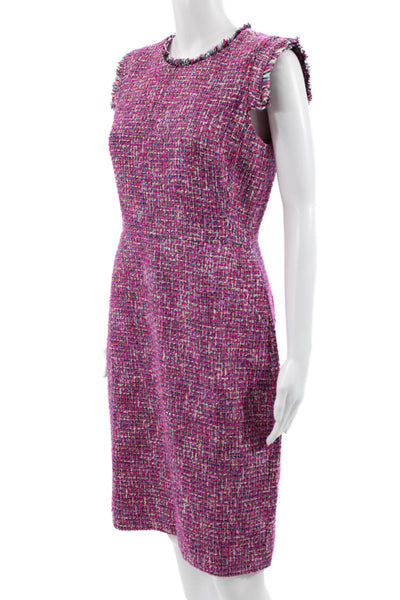 J Crew Womens Pink Sleeveless Sheath Dress Cotton Round Neck Zip Size 6