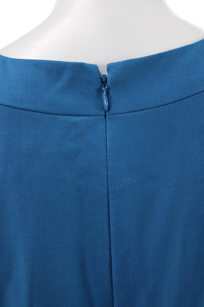 J Crew Women Sheath Dress Blue Sleeveless Round Neck Zip Knee Length Size 6