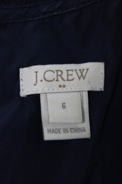 J Crew Womens Sheath Dress Blue Sleeveless Round Neck Zip Cotton Size 6