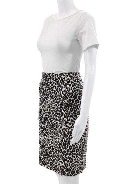 J Crew Womens Straight Pencil Skirt Multicolor Cotton Animal Print Size 8