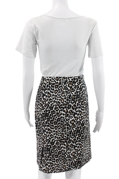 J Crew Womens Straight Pencil Skirt Multicolor Cotton Animal Print Size 8