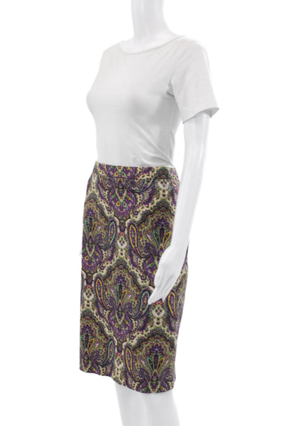J Crew Womens Straight Pencil Skirt Multicolor Paisley Knee Size 6