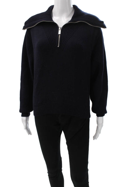 Zara Women Blue Collared Pullover Sweater Polyester Blend Size M