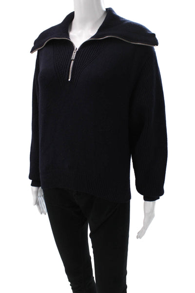 Zara Women Blue Collared Pullover Sweater Polyester Blend Size M