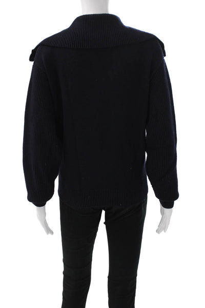Zara Women Blue Collared Pullover Sweater Polyester Blend Size M