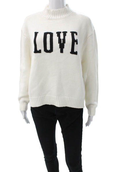 Z Supply Womens White Cotton Mock Neck Pullover Sweater Long Sleeve Size S
