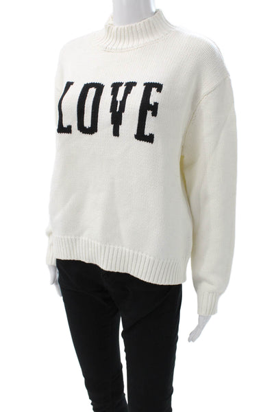 Z Supply Womens White Cotton Mock Neck Pullover Sweater Long Sleeve Size S