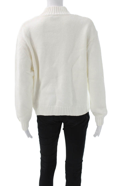 Z Supply Womens White Cotton Mock Neck Pullover Sweater Long Sleeve Size S