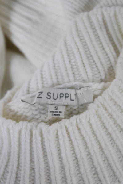 Z Supply Womens White Cotton Mock Neck Pullover Sweater Long Sleeve Size S
