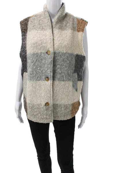 BLANKNYC Women Multicolor Plaid Sleeveless Vest Polyester Button Size S
