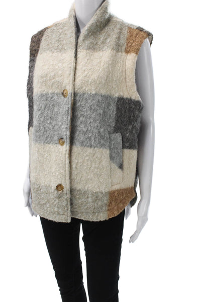 BLANKNYC Women Multicolor Plaid Sleeveless Vest Polyester Button Size S