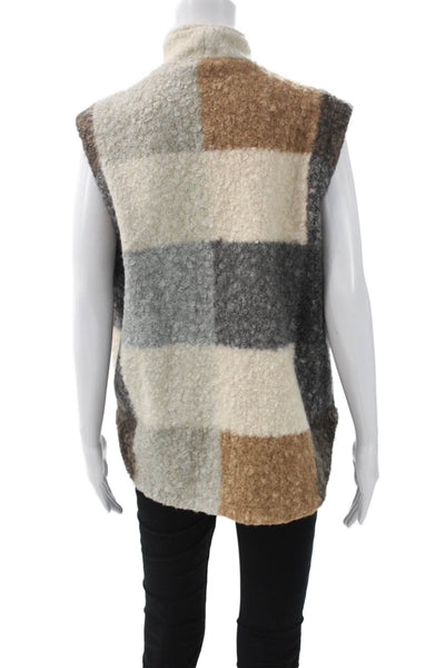BLANKNYC Women Multicolor Plaid Sleeveless Vest Polyester Button Size S