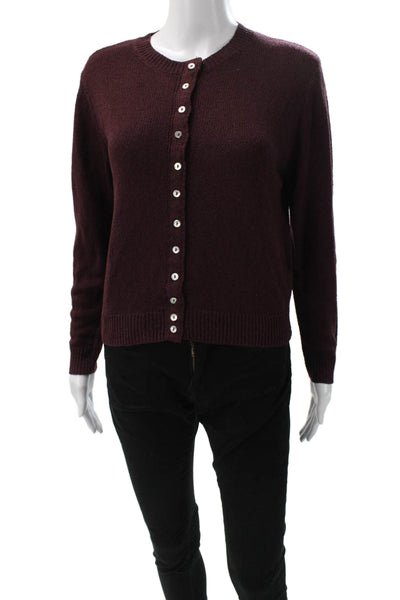 Zara Womens Cardigan Sweater Red Round Neck Long Sleeve Acrylic Size M