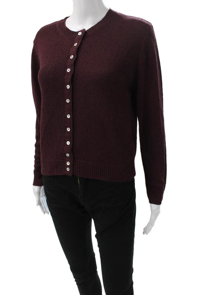 Zara Womens Cardigan Sweater Red Round Neck Long Sleeve Acrylic Size M