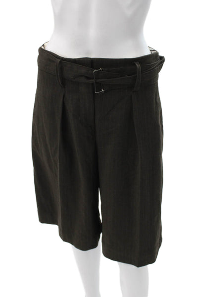 Zara Women Brown Pinstripe Polyester Blend Culotte Buckle Size S