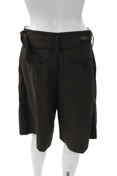 Zara Women Brown Pinstripe Polyester Blend Culotte Buckle Size S