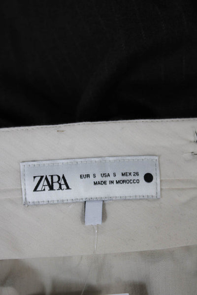 Zara Women Brown Pinstripe Polyester Blend Culotte Buckle Size S
