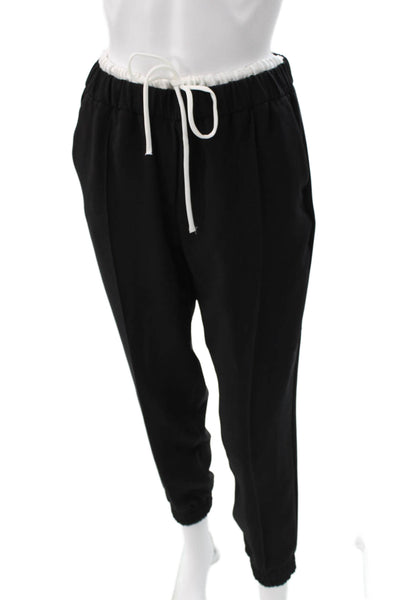 Zara Womens Black Jogger Pants Drawstring 94% Polyester 6% Elastane Size S