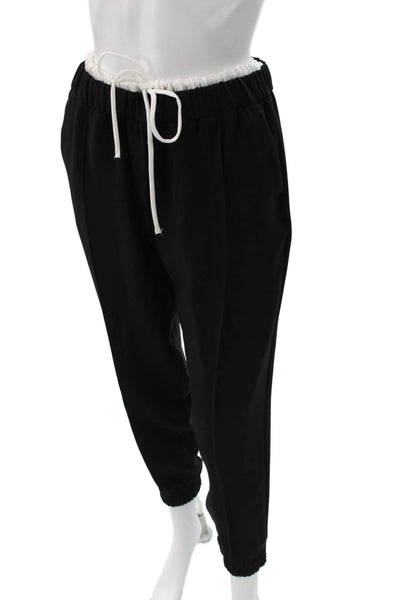 Zara Womens Black Jogger Pants Drawstring 94% Polyester 6% Elastane Size S
