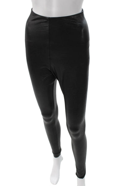 Commando Womens Ankle Leggings Black Polyurethane Size M