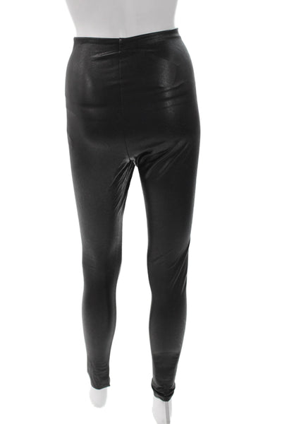 Commando Womens Ankle Leggings Black Polyurethane Size M