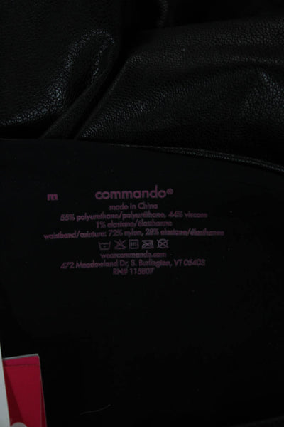 Commando Womens Ankle Leggings Black Polyurethane Size M