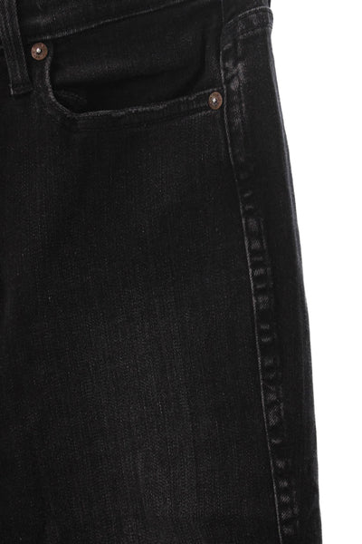 AYR Womens Skinny Jeans Black Mid Rise Button Fly Cotton Blend Size 28