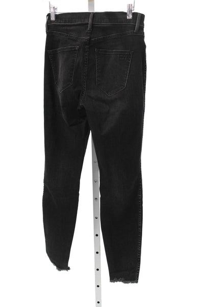 AYR Womens Skinny Jeans Black Mid Rise Button Fly Cotton Blend Size 28
