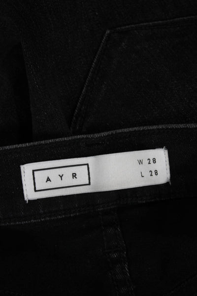 AYR Womens Skinny Jeans Black Mid Rise Button Fly Cotton Blend Size 28
