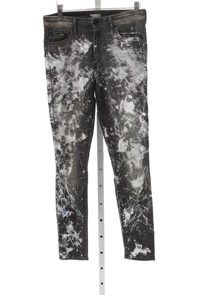 Mother Womens Skinny Jeans Black Paint Splatter Midrise Cotton Blend Size 27