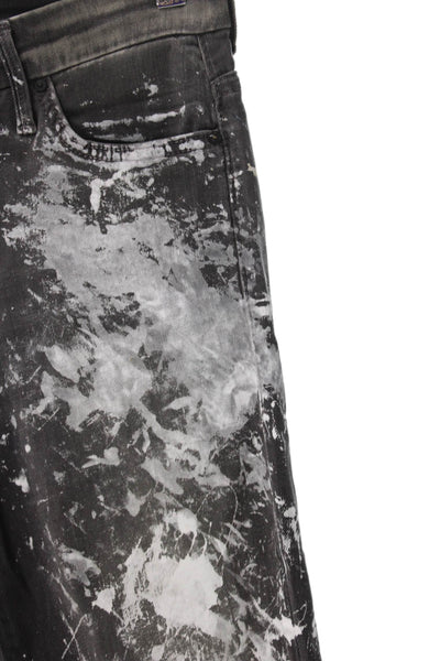 Mother Womens Skinny Jeans Black Paint Splatter Midrise Cotton Blend Size 27