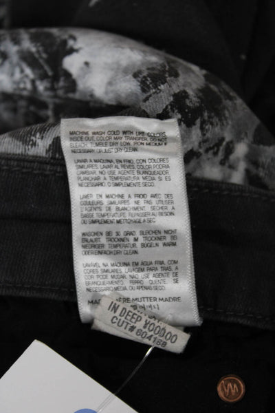 Mother Womens Skinny Jeans Black Paint Splatter Midrise Cotton Blend Size 27