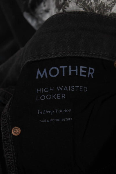 Mother Womens Skinny Jeans Black Paint Splatter Midrise Cotton Blend Size 27