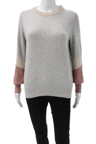 Cupcakes And Cashmere Women Pullover Gray Cotton Crew Neck Long Sleeve Size S