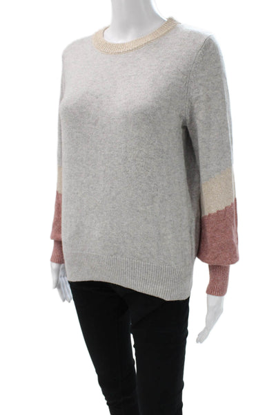 Cupcakes And Cashmere Women Pullover Gray Cotton Crew Neck Long Sleeve Size S