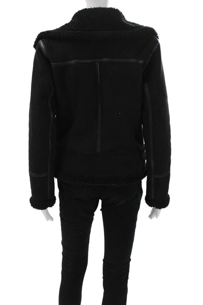 Zara Womens Biker Jacket Black Polyester Buckle Long Sleeve Size XS