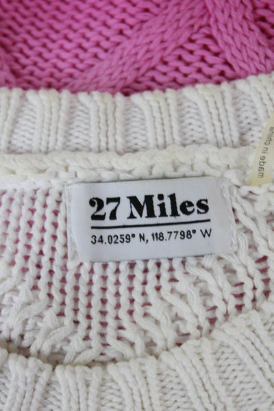 27 Miles Women Pullover White Cotton Geometric Size S