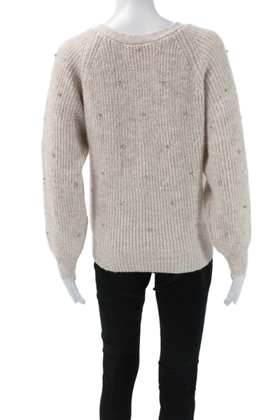 ASTR Womens Wrap V-Neck Long Sleeve Sweater Beige Size XS