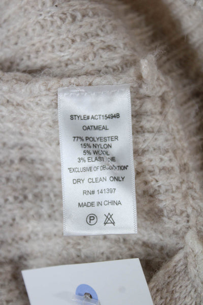 ASTR Womens Wrap V-Neck Long Sleeve Sweater Beige Size XS