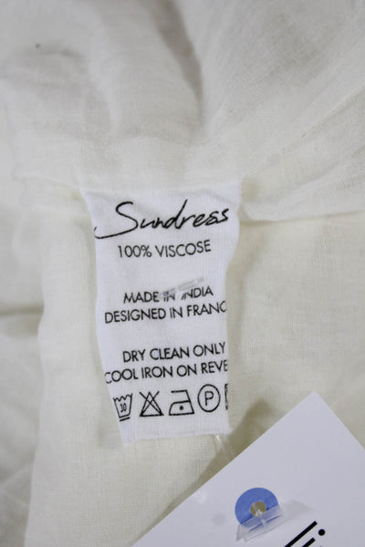 Sundress Women Shift Dress White Sequin Long Sleeve Viscose Mini Size XS